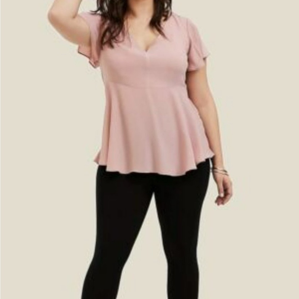 Torrid Dusty Quartz Short Flutter Sleeve Blouse Plus Size 2 18/20 Top NEW $46